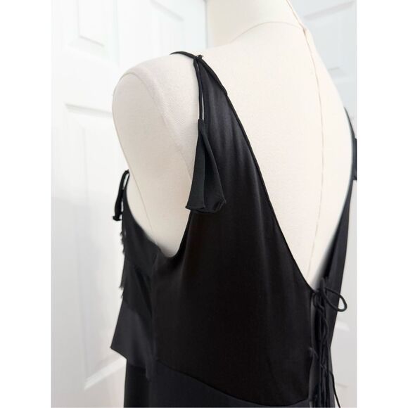 Vintage Vivienne Tam Womens Black Tiered Silk Mini Dress Size 1 Small - Picture 6 of 7